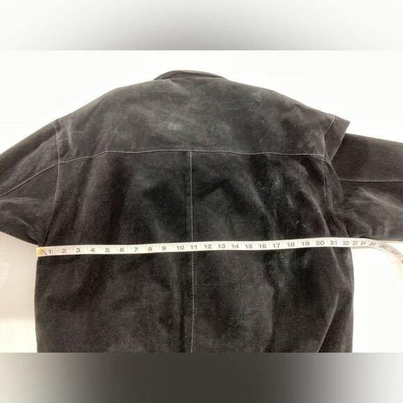 Vintage Pelle Suede Jacket Women's Medium Black Genuine Leather 90s Y2K - Picture 9 of 10